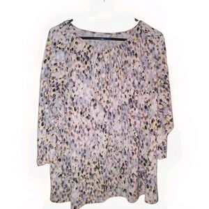 Liz Claiborne Sz 1x Long Sleeve Abstract Multicolor Blouse Top Career Office